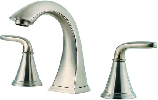 Pfister Pasadena Bathroom Sink Faucet, 8-Inch Widespread, 2-Handle, 3-Hole, Brushed Nickel Finish, LF049PDKK