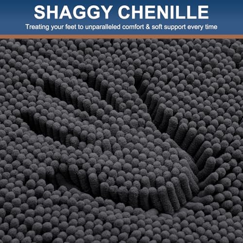 Smiry Bathroom Rugs 44X32, Luxury Chenille Extra Soft Absorbent Bath Mat