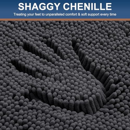 Smiry Bathroom Rugs 44X32, Luxury Chenille Extra Soft Absorbent Bath Mat