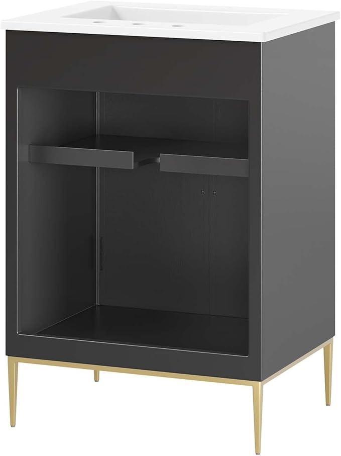 Modway Awaken Bathroom Vanity Cabinet, 24", White Black