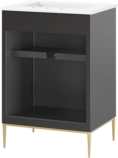 Modway Awaken Bathroom Vanity Cabinet, 24", White Black