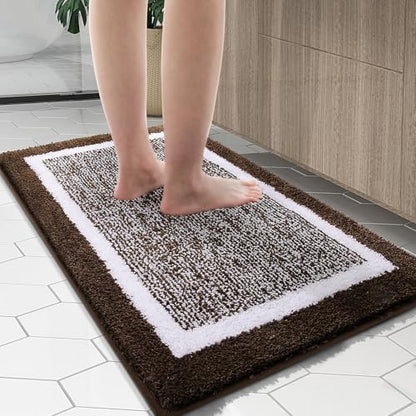 OLANLY Bathroom Runner Rugs 47x24, Long Bath Mats for Bathroom Floor, Brown
