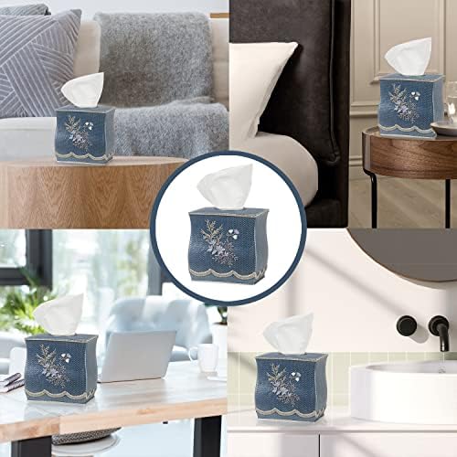 Zahari Home 2pc Capri Bathroom Decor Set Waste Basket for Bathroom & Tissue Cover Modern Classic Decor Stylish Unique Design Beautiful Royal Blue Bathroom Accessories Set