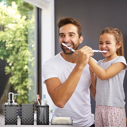 4 PCS Bathroom Accessory Set, Grey Bathroom Accessories Set