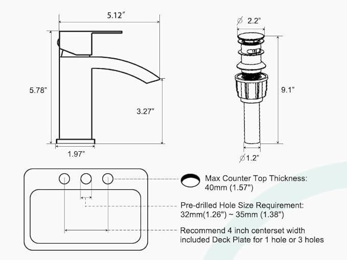 CREA Matte Black Waterfall Bathroom Faucet 1 Hole Single Handle Bathroom Sink Faucet with Pop Up Drain,Stainless Steel RV Vanity Faucet Basin Mixer Tap 3 Hole Plate Water Supply Line