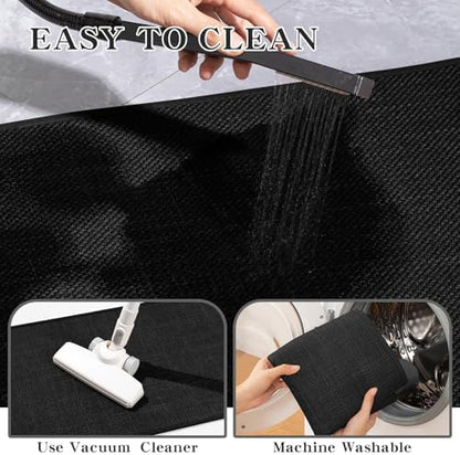 chakme Bathroom Rugs Mat 59x25, Ultra Thin Non Slip Bath Mat Large Quick Dry Absorbent Bath Mat for Bathroom Floor, (Black, 59"x25")
