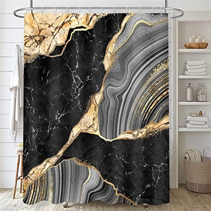 Nkzply 4Pcs Black Shower Curtain Bathroom Sets with Shower Curtain and Rugs