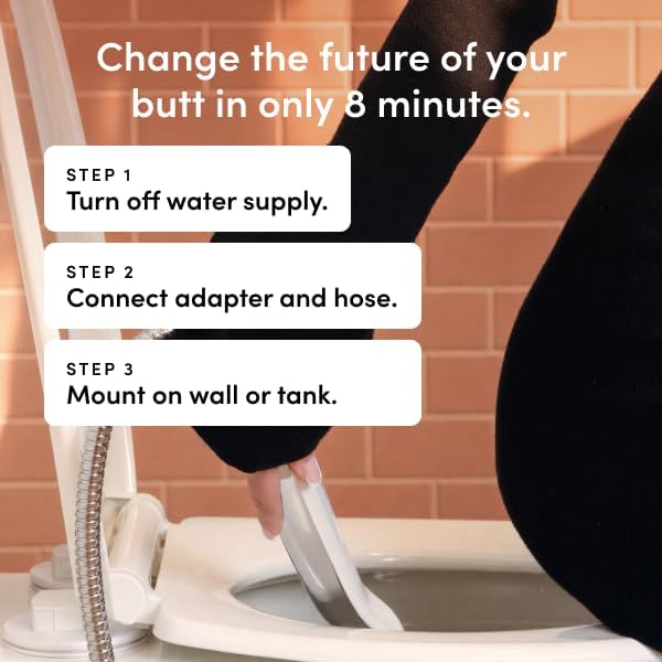 TUSHY Handheld Bidet Sprayer for Toilet, Adjustable Water Pressure | Leak-Proof Brass Shutoff Adapter, 47 Inch Stainless Steel Braided Hose, Tank or Wall Mount, 5 Minute Install, Universal Fit