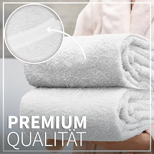 Pack of 2 Bath Towels - 100% Cotton, 500 g/m² - Soft, Absorbent & Durable - for Home, Sauna & Travel - 27x54 in (White)