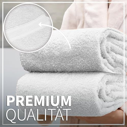 Pack of 2 Bath Towels - 100% Cotton, 500 g/m² - Soft, Absorbent & Durable - for Home, Sauna & Travel - 27x54 in (White)