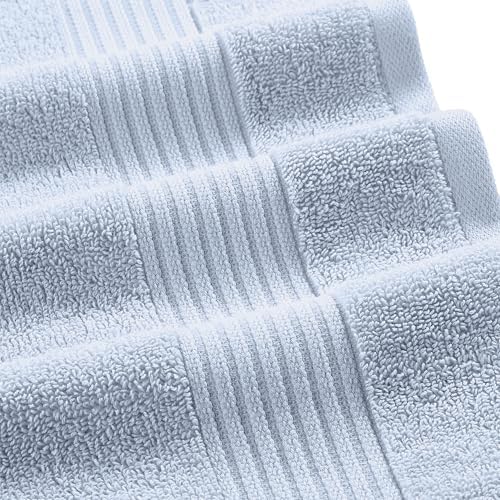 Modern Threads Astra 6-Piece 100% Cotton Towel Set – Jacquard Geometric Pattern – Includes 2 Bath Towels, 2 Hand Towels, 2 Washcloths – Absorbent, Quick Dry, Soft & Durable – Light Blue
