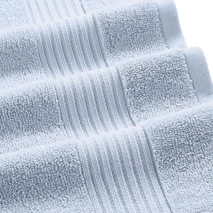 Modern Threads Astra 6-Piece 100% Cotton Towel Set – Jacquard Geometric Pattern – Includes 2 Bath Towels, 2 Hand Towels, 2 Washcloths – Absorbent, Quick Dry, Soft & Durable – Light Blue
