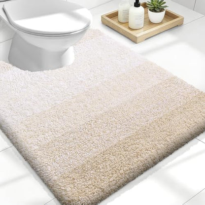 OLANLY Luxury Toilet Rugs U-Shaped 24x20, Soft Absorbent Microfiber Mat