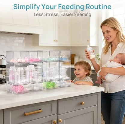 Vtopmart Clear Stackable Storage Drawers Set of 10, Baby Bottle Organizer