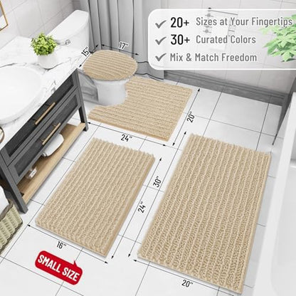 Arotive Toilet Rugs U-Shaped 24x20, Soft Absorbent Chenille Shaggy Bath Mat