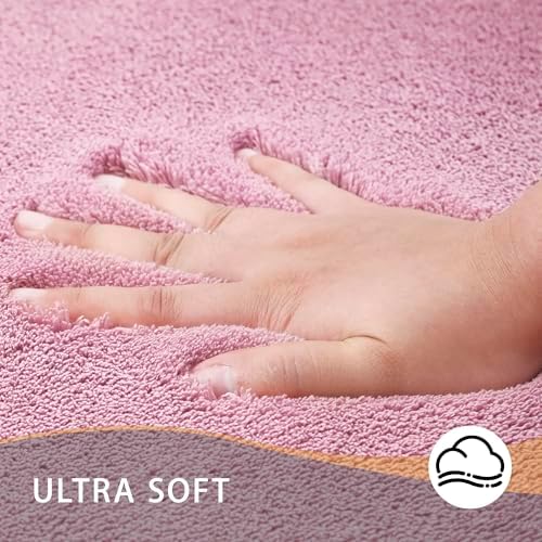 MINIDEAR Bathroom Rugs 24x17 Pink - Thick Memory Foam Bath Mat, Ultra Soft & Plush Fluffy, Non-Slip, Quick Dry, Absorbent Washable Floor Microfiber Mat for Tub, Home Decor Accessories