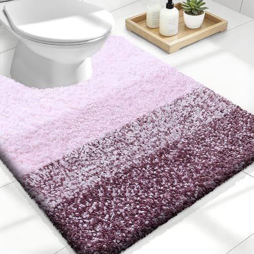 OLANLY Luxury Toilet Rugs U-Shaped 24x20, Soft Absorbent Microfiber Mat