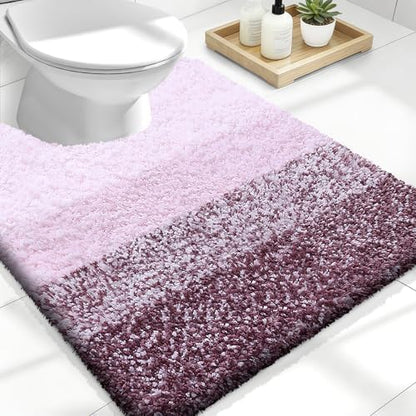 OLANLY Luxury Toilet Rugs U-Shaped 24x20, Soft Absorbent Microfiber Mat