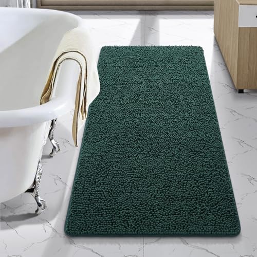 LOCHAS Luxury Bathroom Rug Shaggy Bath Mat 24 x 44 Inch, Hunter Green