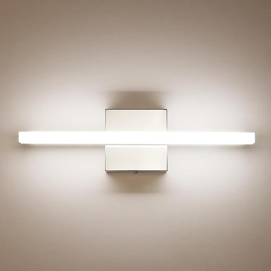 Combuh LED Bathroom Vanity Light Lamp 16Inch 9W IP44 Chrome Over Mirror Lighting Fixture Indoor Wall Sconce Modern Natural White 4000K