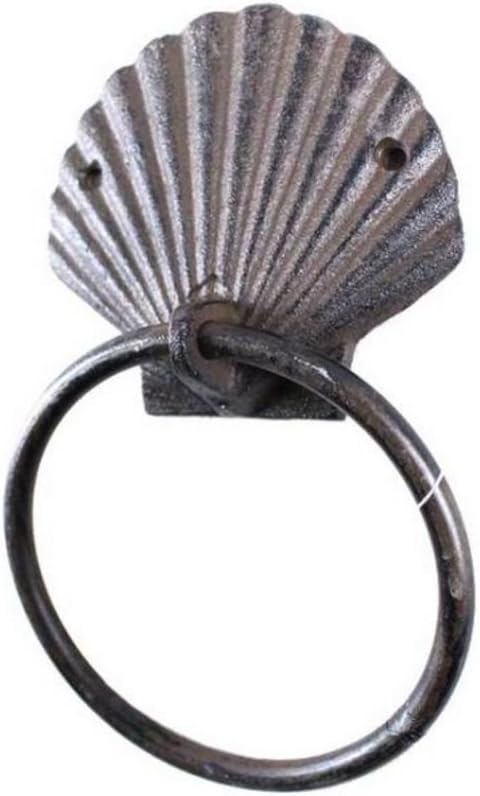 Cast Iron Seashell Towel Holder 8.5 Inch - Seashell Decoration - Sea Home Decor