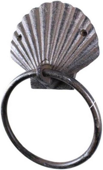 Cast Iron Seashell Towel Holder 8.5 Inch - Seashell Decoration - Sea Home Decor