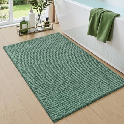 DEXI Chenille Bath Mat 36x24, Soft Absorbent Bathroom Rugs, Green