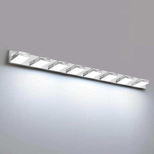 LED Modern Bathroom Vanity Light Fixtures, 8-Light 55-inch Dimmable Chrome Vanity Lights for Bathroom Lighting Fixtures Over Mirror, with 350° Rotatable Heads (Cool White 6000K)