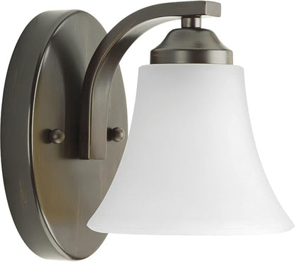 Progress Lighting P2008-20W Adorn Etched Glass Traditional Bath Vanity Light, 5.25 in x 7 in x 6.75 in, 1-Light, Antique Bronze