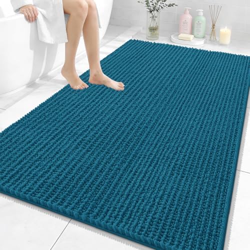 OLANLY Large Bathroom Rugs 59x35, Thick Soft Absorbent Chenille Bath Rugs