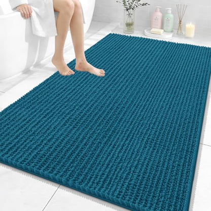 OLANLY Large Bathroom Rugs 59x35, Thick Soft Absorbent Chenille Bath Rugs
