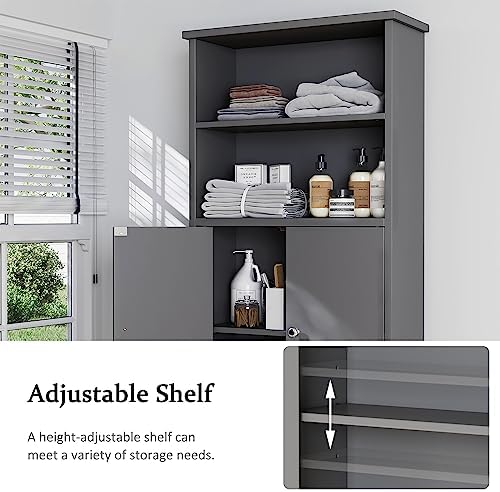 Over the Toilet Storage Cabinet, 75 in Bathroom Cabinet, Grey