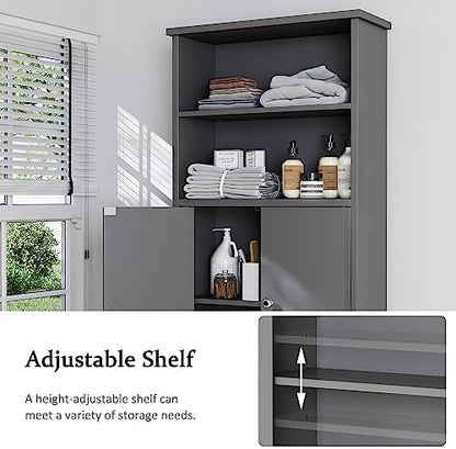 Over the Toilet Storage Cabinet, 75 in Bathroom Cabinet, Grey