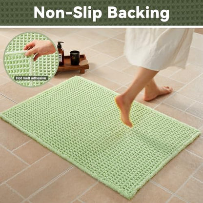 Triohero Waffle Runner Bath Mat - Long Bathroom Rugs Non Slip Washable, Ultra Soft Super Absorbent Quick Dry Boho Farmhouse Bathroom Decor, 24" x 72", Pale Green