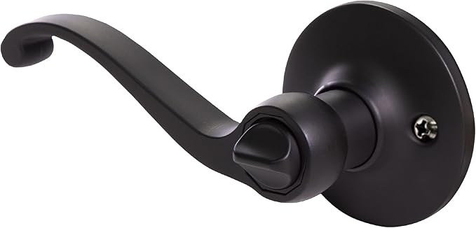 Design House 779223 Scroll Privacy Bed and Bath Door Lever Matte Black