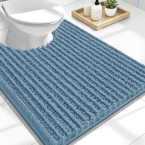 OLANLY U-Shaped Toilet Rug 24x20, Thick Soft Absorbent Chenille Contour Rug
