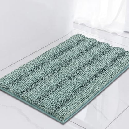Turquoize Small Bathroom Rug 17x24, Chenille Bath Rug, Duckeggshell Blue