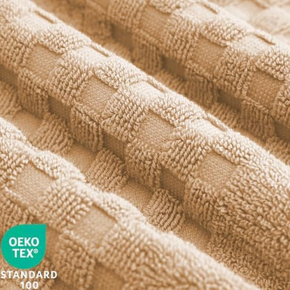 Feather & Stitch 100% Cotton 625 GSM Bath Towel Set of 6, Ultra Soft Highly Absorbent 2 Bath Towels, 2 Hand Towels & 2 Washcloth - Luxury Quick Dry Shower Towels (Taupe)