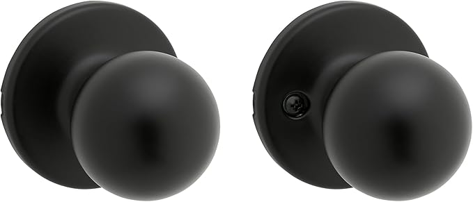 Kwikset Polo Interior Passage Door Knob, Handle for Closet and Hallway Doors, Non-Locking Doorknob in Matte Black, with Microban Protection