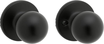 Kwikset Polo Interior Passage Door Knob, Handle for Closet and Hallway Doors, Non-Locking Doorknob in Matte Black, with Microban Protection