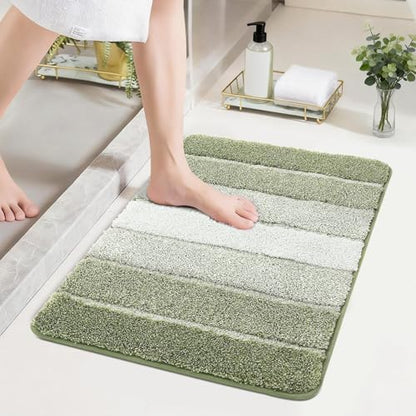 COSY HOMEER Bathroom Rugs 24x17,Ultra Soft Absorbent Bath Mat,Green