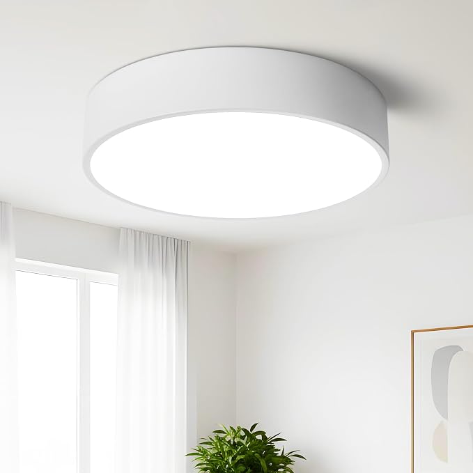Modern LED Round Flush Mount Ceiling Light Fixture,White,15.74 inch | Dimmable,36Watts,Bright Adjustment,5CCT 3000K/3500K/4000K/5000K/6000K,Matte,Metal,for Living Room,Kitchen,Bedroom,Bathroom