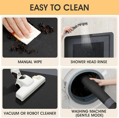 ACCUMTEK Non Slip Bath Mat, Thin Bathroom Rugs Fit Under Door, Quick Dry Bath Mats, Machine Washable Bath Rugs for Bathroom, Bathtub & Kitchen, Bathtub, Black/Bordered/59 x20