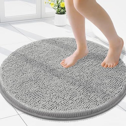 Smiry Round Bathroom Rugs 24X24, Chenille Extra Soft Absorbent Bath Mat