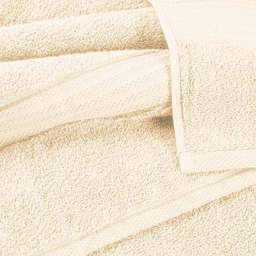 GLAMBURG 700 GSM Premium Cotton 2-Pack Oversized Extra Large Bath Sheet Set - 100% Combed Cotton - 2 Bath Sheets 35x70 - Luxury Hotel & Spa Quality - Durable Ultra Soft Highly Absorbent - Ivory