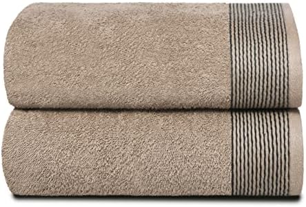 BELIZZI HOME 2 Pack Oversized Cotton Bath Towels, Tan, 28x55 inches