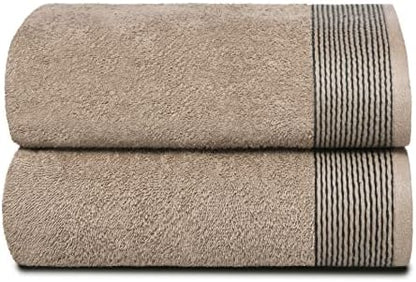 BELIZZI HOME 2 Pack Oversized Cotton Bath Towels, Tan, 28x55 inches