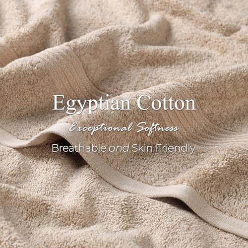 Superior Egyptian Cotton 12-Piece Towel Set, Assorted Towels for Home Bathroom, Guest Bath Decor Essentials, Includes 4 Bath, 4 Hand, 4 Face Towels/Washcloths, Quick Dry, Absorbent - Taupe
