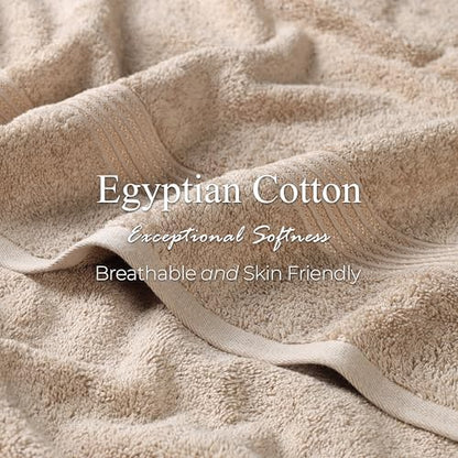Superior Egyptian Cotton 12-Piece Towel Set, Assorted Towels for Home Bathroom, Guest Bath Decor Essentials, Includes 4 Bath, 4 Hand, 4 Face Towels/Washcloths, Quick Dry, Absorbent - Taupe