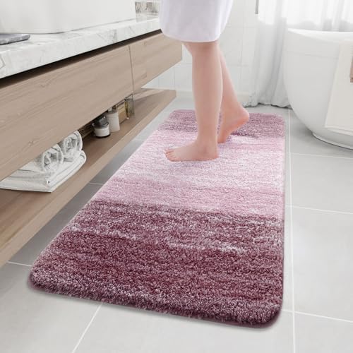 Arotive Microfiber Bathroom Rugs, Shaggy Soft Absorbent Bath Rug, 59x24